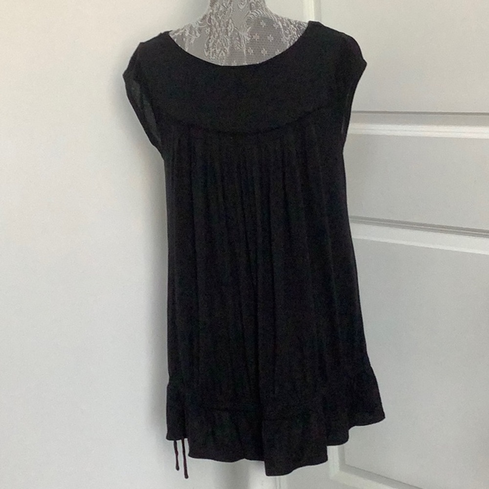 Nine West Black Ruched Ruffled Tunic, Size M - Picture 7 of 11